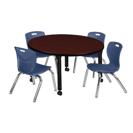 Regency Tables > Height Adjustable > Round Mobile Table & Chair Sets, 42 W, 42 L, 23-34 H, Mahogany TB42RNDMHAPCBK45NV